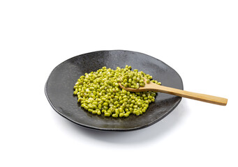 Soaked Mung Beans, Wet Vigna Radiata Seeds Pile, Macro Photo of Green Gram in Water