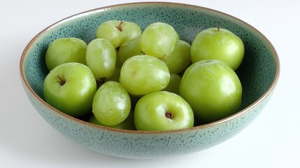 Fresh Green Grapes in a Teal Bowl