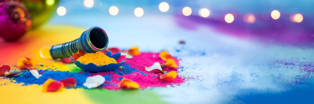Holi Festival Colorful Powder Flowers and Picher