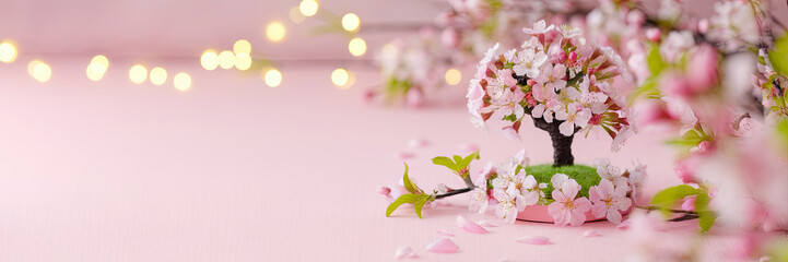 Pink Cherry Blossom Tree Spring Flowers Soft Background Romantic Decor