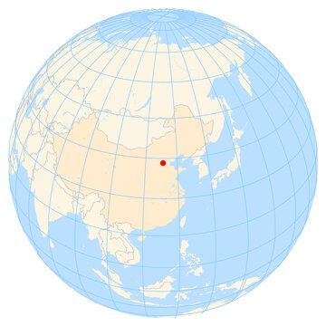 Map showing the location of the city Baoding in China (Eastern Asia) on the earth globe.