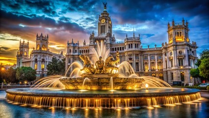 Fototapeta premium Madrid Cibeles Fountain Urban Exploration Night Photography