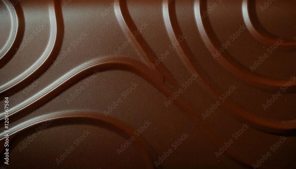 Poster textured brown leather surface with abstract wave patterns and embossed lines, ideal for background, designs, or artistic projects