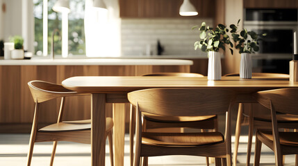 Fototapeta premium Elegant dining area with soft natural lighting.