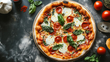 pizza with pepperoni and mozzarella