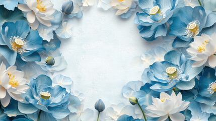 Elegant Blue Lotus Flower Design with Space for Text