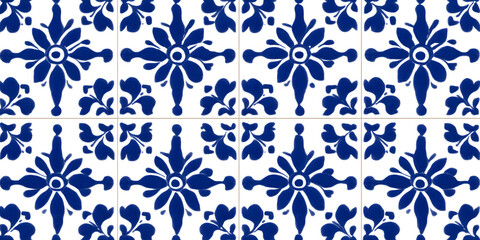 Blue and white floral tile pattern.  Perfect for backgrounds, textures, or design projects.