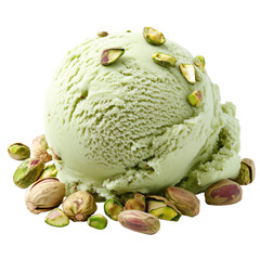 pistachio ice cream ball isolated on transparent or white background
