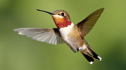 Fototapeta premium vibrant hummingbird in mid flight, showcasing its colorful feathers and delicate wings