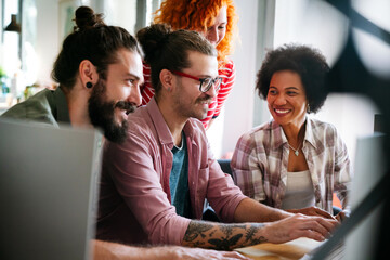 Software engineers working on project and programming in company. Startup business teamwork concept