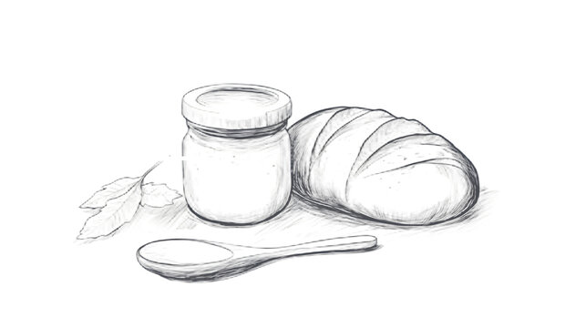 continuous line illustration of a fresh sourdough loaf. bakery item.