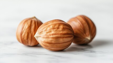 Close-up of Organic Hazelnuts on a Marble Surface for Natural Food
