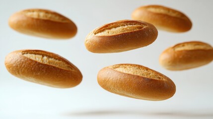 Freshly Baked Buns Floating in Air for Culinary Concept and Design