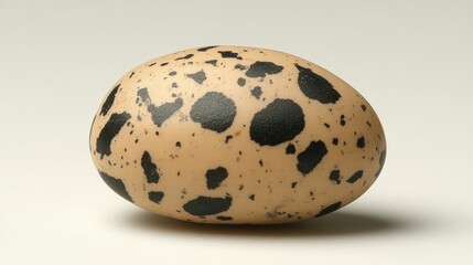 Unique Quail Egg with Distinctive Black and Brown Speckled Pattern