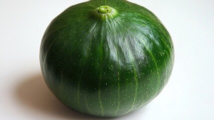 Fresh and Round Green Zucchini on White Background