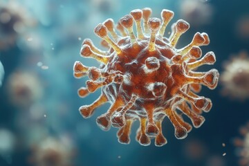 Close-up of coronavirus structure, illustrating its distinctive spikes