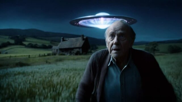 Old man runs away from ufo. Alien abductions