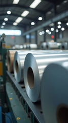 Steel or galvanized roll in the factory
