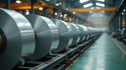 Fototapeta premium Steel or galvanized roll in the factory 