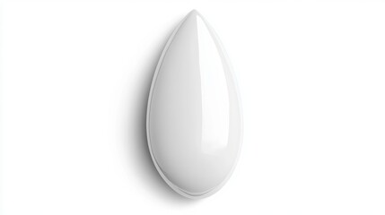 Glossy White Drop Shape Isolated on Clean Background for Design Use