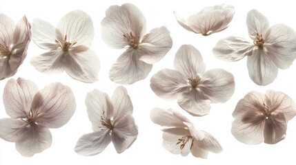 Delicate White Flower Petals on Bright Background for Nature Imagery