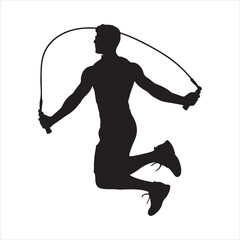 Jump Rope Athlete silhouette on white background
