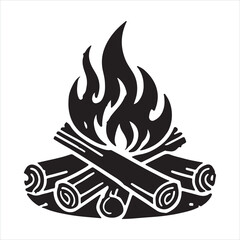 Campfire silhouette on white background
