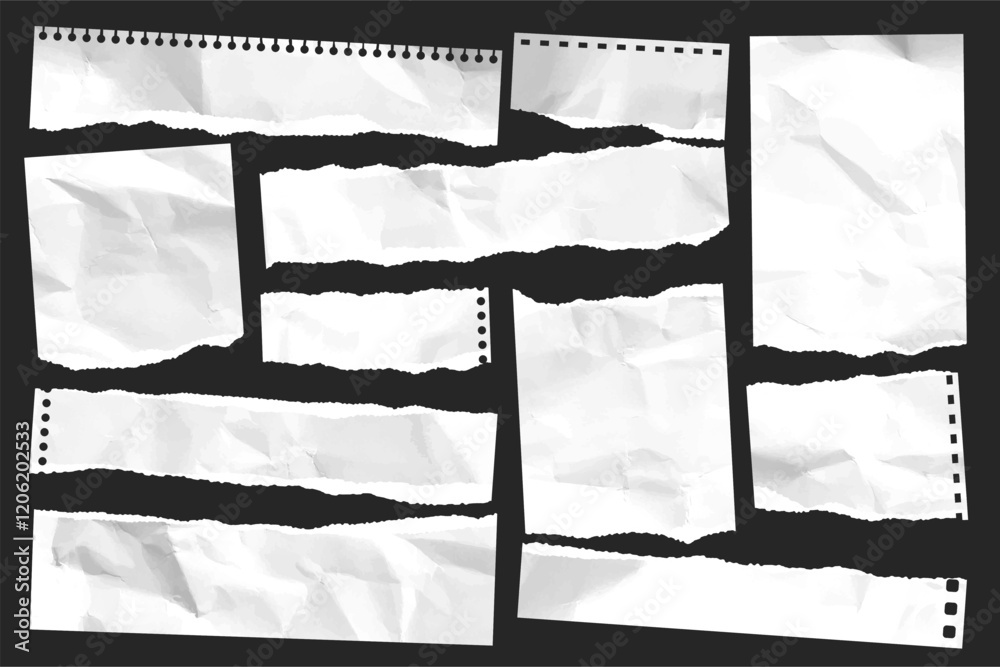 Canvas Prints ripped paper strips. realistic crumpled paper scraps with torn edges. shreds of notebook, book or ol