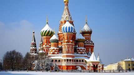 Obraz premium Saint Basils Cathedral Winter Snow Moscow