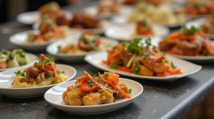 Delicious catering samples beautifully arranged on a stylish table