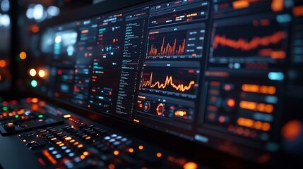 A close-up view of a mining dashboard, showing real-time stats and performance of cryptocurrency mining rigs. 299