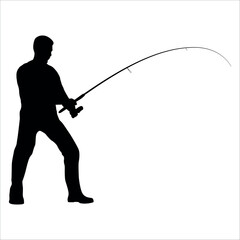 Obraz premium fisherman hunting fish vector illustration