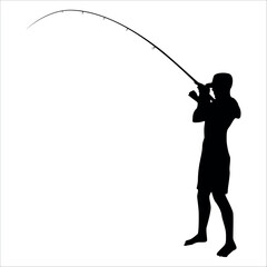 Obraz premium fisherman hunting fish vector illustration