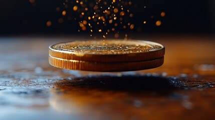 A collection of coins representing different cryptocurrencies, including Bitcoin, Ethereum, and Litecoin, floating in space. 445