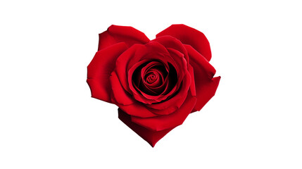 Naklejka premium Elegant red rose shaped like a heart with a transparent background. Perfect for romantic, Valentine's Day, or wedding themed designs