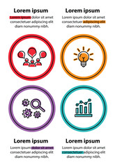 4 steps infographic template with 4 options. Flowchart that can be used for business report, data visualization and presentation. Timeline infographic elements vector illustration.