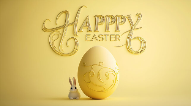 Happy Easter Poster. Rabbit and Egg concept. Aseason of rebirth and new beginnings. Easter celebrations poster art. 