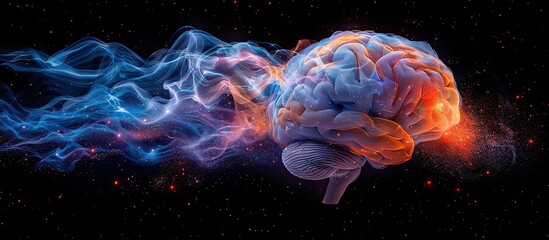 Obraz premium A Human Brain Surrounded By Cosmic Energy