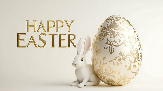 Happy Easter Poster. Rabbit and Egg concept. Aseason of rebirth and new beginnings. Easter celebrations poster art. 