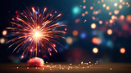 Obraz premium Festive Fireworks Display Night Celebration Sparkles,