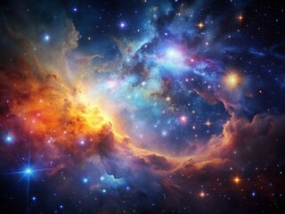 Naklejka premium Majestic Nebula in Deep Space: Cosmic Wonder with Starry Background