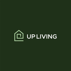 Up living letter up logo design vector home