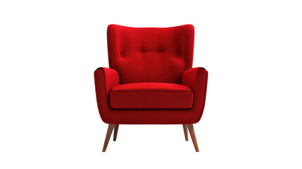 Fototapeta premium Minimal red modern armchair on transparent background 