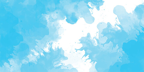 Abstract watercolor digital art painting for texture sky background Summer blue sky cloud light white background.
