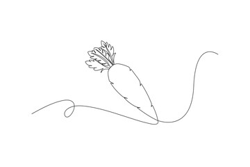 Obraz premium Carrot Continuous one line design Vector Illustration