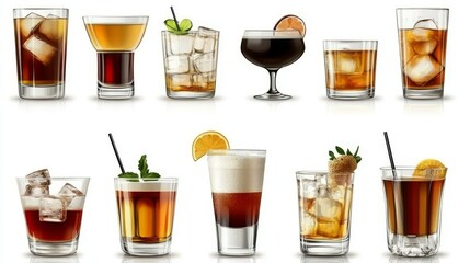 Summer drinks and cocktails illustrated in charming watercolor clipart