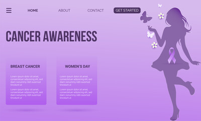 World Cancer Awareness Day Landing page, Cancer day background webpage