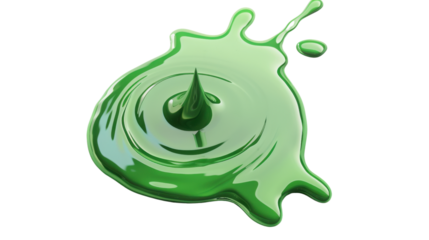 
melting drops colorful green paint on transparent background 