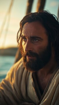 Biblical visual representation of Peter, a Galilean fisherman, one of the disciples of Jesus Christ. Shimon ben yonah when he meets Jesus for&nbsp;the&nbsp;first&nbsp;time.