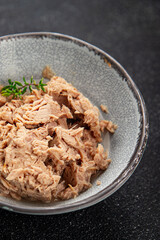 tuna canned fish seafood snack fresh tasty food dish gourmet food pescetarian diet background on the table rustic food top view copy space vegetarian food 